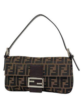 Fendi Zucca Pattern Mamma Baguette Shoulder Bag Canvas Brown